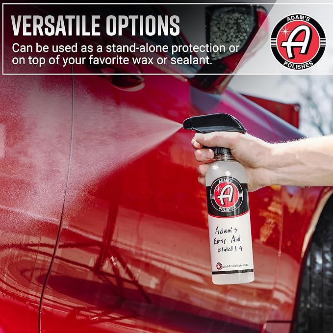 Adam's Polishes Rinse Aid 16oz - Enhances Gloss, Slickness, Color - Use With Foam Gun or Foam Cannon - Ceramic Coating Silica Infused Complete Vehicle Protectant and Exterior Sealant