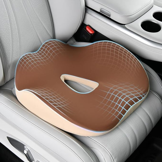 Coverado Seat Cushion Pillow for Car Office Chair, Ergonomic Memory Foam Desk Chair Cushion Back Support Pillow, Sciatica & Back & Tailbone Pain Relief Cushion