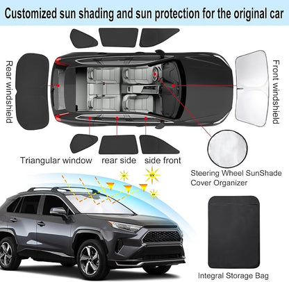 TINGLU Window Shades for Toyota RAV4 2019-2025 2026 Accessories Car Side Full Windows Rear Triangular Windshield Sun Shade Sun UV Rays & Privacy Protection for Camping,Napping,and Relaxing 8PCS
