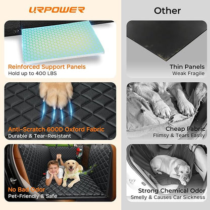 URPOWER Dog Car Seat Cover for Pets 100% Waterproof Seat Cover Hammock 600D Heavy Duty Scratch Proof Nonslip Durable Soft Back Seat Covers for Full Size Trucks