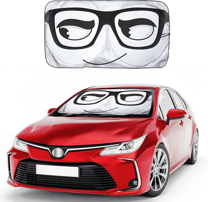 EcoNour Windshield Sun Shade Foldable Front Window Sunshade | Durable 240T Material Car Sun Visor for UV Rays & Sun Heat Protection | Interior Accessories | Medium (64 inches x 32 inches)