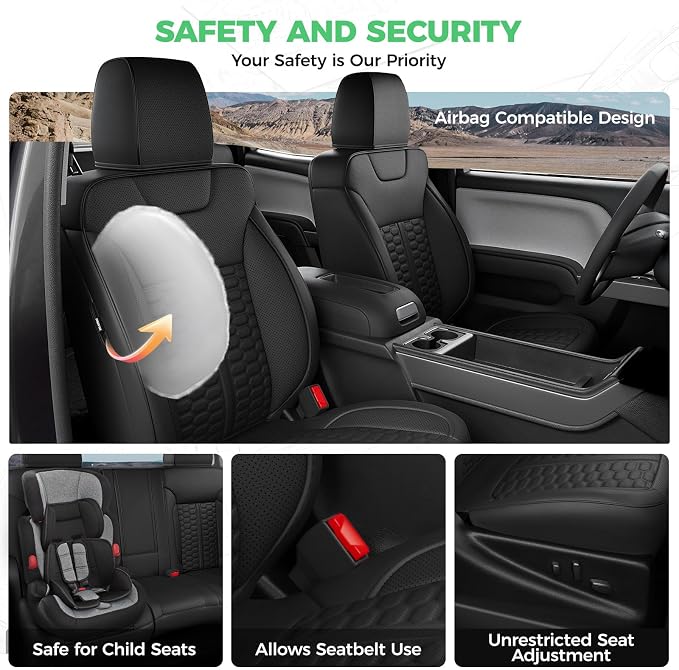 Custom Leather Seat Covers for Silverado/Sierra 1500 2014-2018, 2500HD 3500HD 2015-2019 Crew Cab Full Set with Jump Seat Cover (Armrest Storage Version Only),Truck Accessories