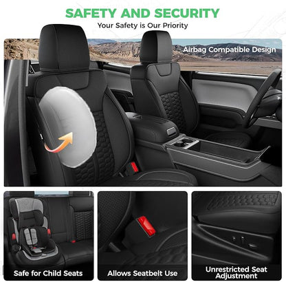 Custom Leather Seat Covers for Silverado/Sierra 1500 2014-2018, 2500HD 3500HD 2015-2019 Crew Cab Full Set with Jump Seat Cover (Armrest Storage Version Only),Truck Accessories