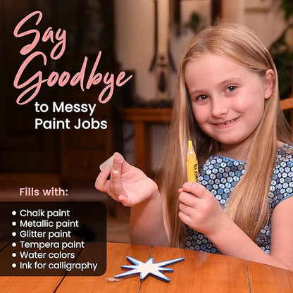 Slobproof Paint It! Decorating Pen, Refillable Paint Pens, Fine Tip, Home, Hobbies, Crafting, Scrapbooking, Fills with Chalk, Glitter, & Metallic Paints, Works on Wood, Fabric, Metal, Pack of 5