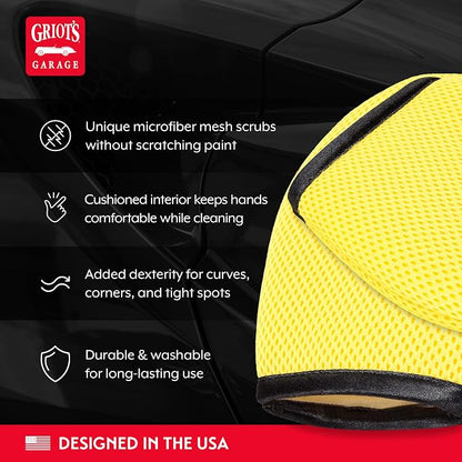 Griot's Garage Four-Finger Mesh Mittens for Car Wash and Detailing, Cleaning Gloves and Scrubbers for SUVs, Trucks, Motorcycles, and More, Washable, Set of 2, 11842