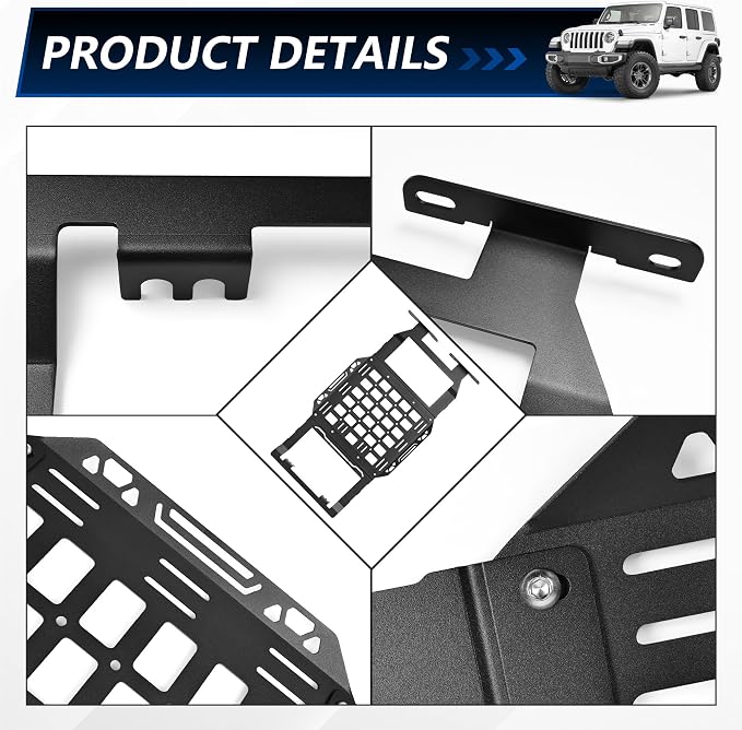sukemichi Hard Top Roof Rack Molle Panel for Jeep Wrangler JL JLU & Gladiator JT 2018-2026 Accessories, Storage Organizer Cargo Rack, Mounting Mobile Radio Tactical Pouch Flashlight Tool Bag, Steel