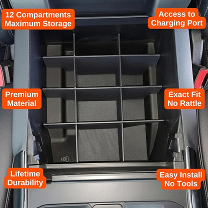 Vehicle OCD - Center Console Organizer for Ford F150 (2021-2026) (Full Console w/Bucket Seats ONLY) - Made in USA - Select 2024-2026 Models - SLX169