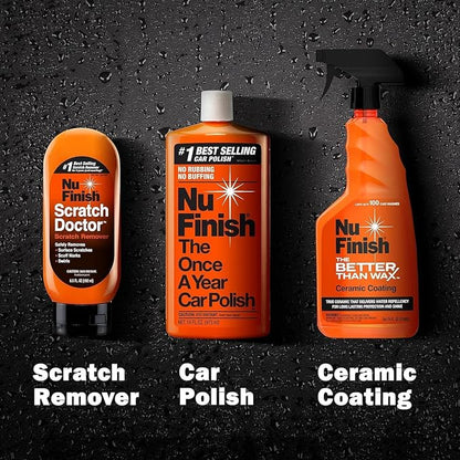Nu Finish Exterior Detailing Kit - 3-Piece Professional Car Care System with Scratch Remover, Ceramic Coating & Polish, Gift for Auto Enthusiasts
