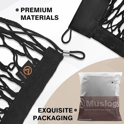 Muslogy Truck Bed Cargo Net Trunk Netting Compatible with 2015-2020 Chevy Tahoe | GMC Yukon | Cadillac Escalade Accessories, Pickup Cargo Organizer SUV Sedan Storage Net w/Heavy Duty Carabiners