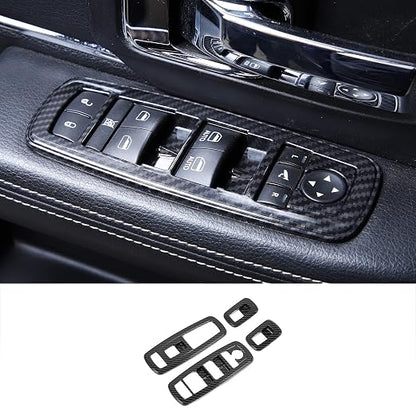 Carbon Fiber Window Lift Switch Cover Interior Button Trim Kit for Dodge RAM 2010-2017/Dodge Charger Durango 2011-2021
