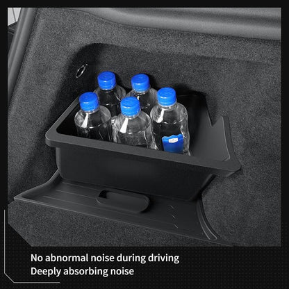 LUCKEASY Rear Trunk Storage Bins & Trunk Corner Up Storage Box for Tesla Model Y Juniper 2025 2026 Standard & Premium & Performance Cargo Side Box Accessories Black TPE