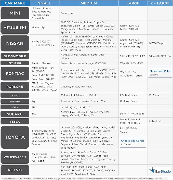 EzyShade Windshield Sun Shade with Shield-X Reflective Technology. See Vehicle Size-Chart. Foldable 1-Piece Car Sunshade for Front Windshield Window SUV Van Truck. Sun Visor Heat Shield. X-Large Size