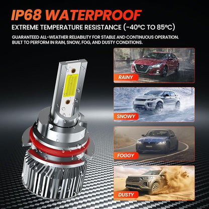 Compatible For Ford F150 F250 F350 1997-2003 Driving Light Bulb,600% Brightness High Low Beam Fog Light Bulbs Combo,Plug and Play,6500K White Bulbs,IP68 4pcs