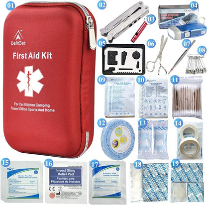 163 Pieces First Aid Kit Waterproof IFAK Molle System Portable Essential Injuries Medical Emergency equipment Survival kits for Car Kitchen Camping Travel Office Sports Home