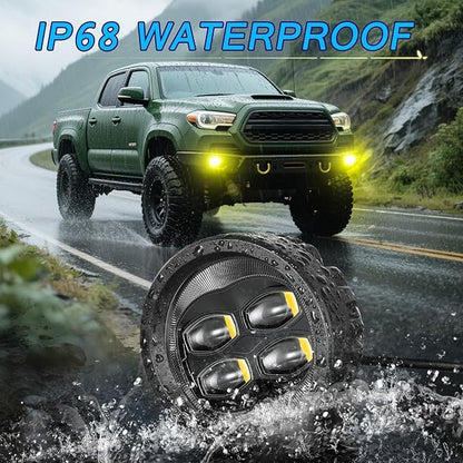 SAE Yellow Fog Lights, ACEC SHOP 2PCS 80W 3.5 Inch Round LED Fog Light Bars DOT Approved Street Legal Amber Pods Off Road Driving Light for Truck Pickup Wrangler Tacoma Tundra F150 UTV SUV Motorcycle