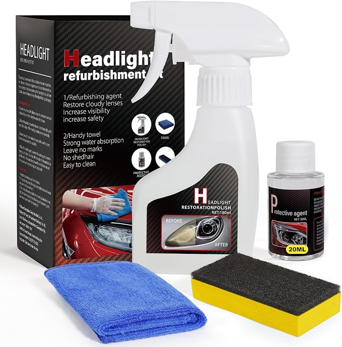 Advanced Car Headlight Restoration Kit: Ceramic Headlight Cleaner and Restorer Kit for Automotive Erase Yellowing & Oxidation - Car Light Cleaner Headlight Kit - Covers 4-5 Vehicle Treatments