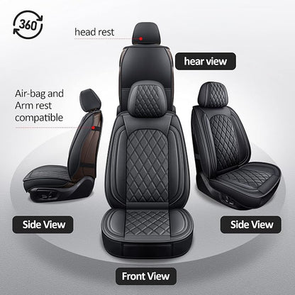 MIROZO Seat Covers Full Set,Car Seat Covers Black Car Seat Protector Waterproof Automotive Seat Covers Front and Back Fit for Most Sedan, Truck and SUV