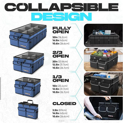 FORTEM Trunk Organizer with Cooler For SUV Car Trunk, Foldable Storage, Car Accessories for Women Men, Collapsible Bag, 600D Oxford, Non Slip Bottom, Straps, Soft Cover (105L)