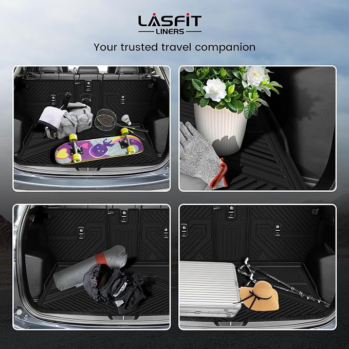 LASFIT Cargo Trunk Mat with Backrest Mats for Mazda CX5 2025 2024 2023 2022 2021 2020 2019 2018 2017 All Weather TPE Rear Cargo Liner Custom Fit Waterproof CX 5 Seat Back Mat Accessories, Black