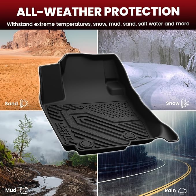 LASFIT Floor Mats & Backrest Mats & Trunk Mat for Toyota RAV4 2006-2012 5 Seat All Weather TPE Custom Fit Floor Liner 1st & 2nd Row & Seat Back & Trunk Mats Full Set Accessories, Black