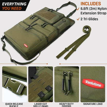 Tactical Seat Back Organizer Heavy Duty MOLLE Panel Organizer with Multiple Pockets & Hook Loop Panel for Road Trip Essentials, Universal Fit for Car SUV Truck Jeep (Army Green)