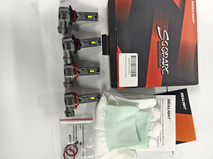 SEALIGHT 𝐇𝟏𝟏/𝐇𝟗/𝐇𝟖 and 𝟗𝟎𝟎𝟓/𝐇𝐁𝟑 Fog Lights Combo, 100,000LM Wider Driving Vision, 9005 H11 Fog Lights with Cooling Fans, Plug and Play, Pack of 4