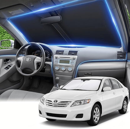 for Toyota Camry Windshield Sun Shade 2007-2011, Double Layer 240T Front Window UV Blocking Visor, Custom Fit Foldable Car Sunshade for Summer
