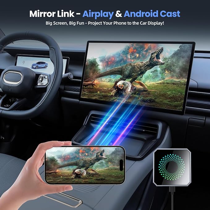 5-in-1 Wireless CarPlay & Android Auto Adapter with Netflix/YouTube, [Supports 4K HDMI Output & Screen Mirroring] - Plug & Play Car Play Wireless Smart AI Box for Cars with OEM Wired CarPlay/Auto