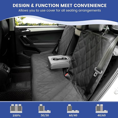 ALLANSING Back Seat Cover - 900D Oxford Waterproof Car Seat Protector, Fits Cars/SUVs/Trucks, Split Bench, Non-Slip, for Messy Kids & Drooling Dogs, Easy Clean(Black)