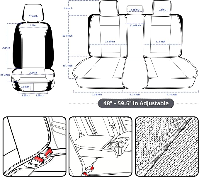 Elantrip Car Seat Cover Full Set Leather Car Seat Protector Universal fit for Most Cars SUVs and Trucks Water Proof Front and Rear Seat Protector Black