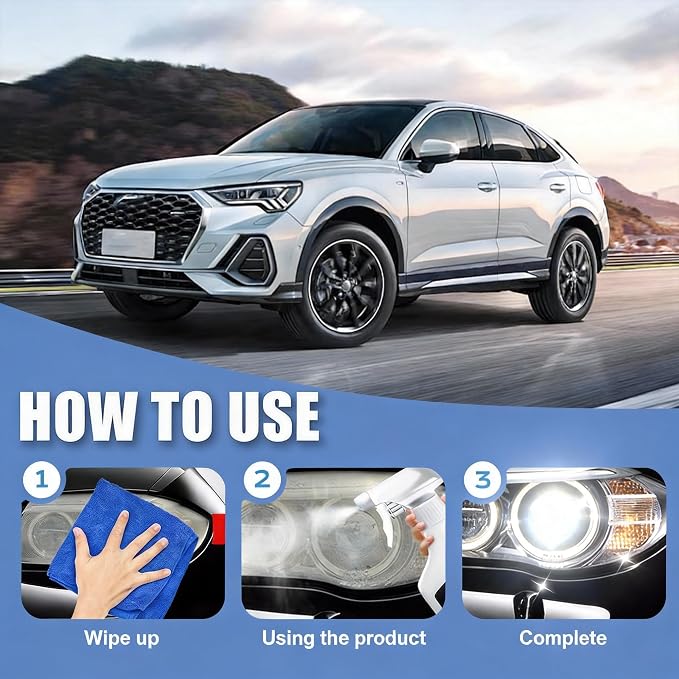 Headlight Restoration Kit - Coating Headlight Cleaner for Cars Trucks Motorcycles & RVs - Restore Yellowing Cloudy & Foggy Lenses Enhance Night Driving Safety for Commuters No Sanding UV Shield