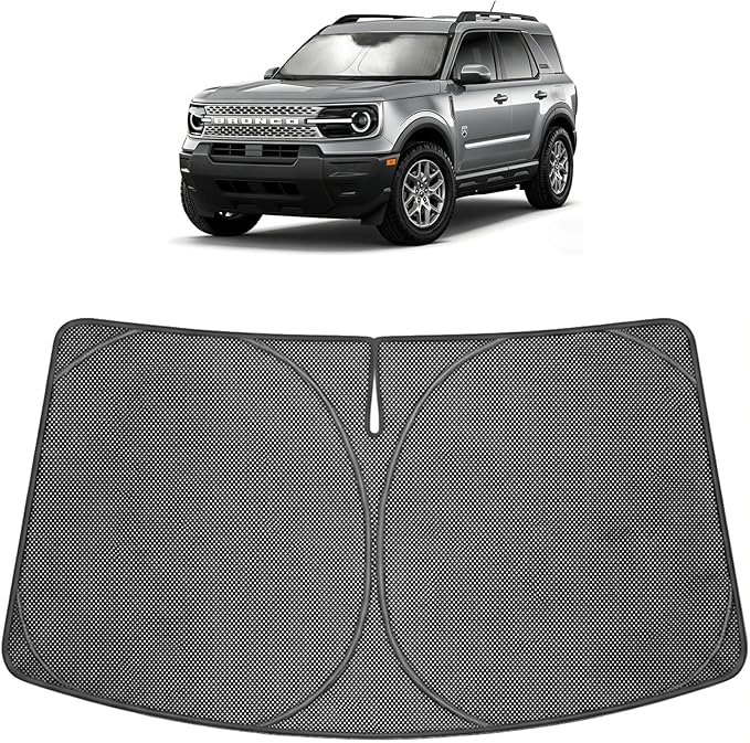 Proadsy Windshield Sun Shade Custom Fit Ford Bronco Sport 2021-2026 Ice Crystal Black Front Window Sunshade UV and Heat Blocker Foldable Visor Keeps Car Cooler for Summer Parking and Daily Use