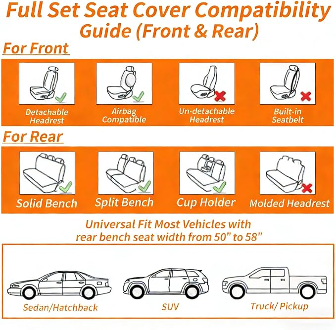 Car Seat Covers Full Set for SUV Trucks,Univerasal Precision Fit Contoured ThickTexture Nappa Leather Automotive Seat Covers,Waterproof Seat Covers & Accessories,Style1 Black Red Line