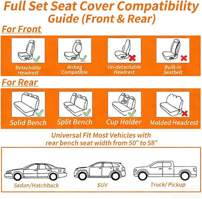Beige Leather Car Seat Covers Full Set,High-Density Contoured Nappa Leather Universal Precision Fit Automotive Seat Covers,Waterproof Car Seat Protector,forros para asientos de carro,Style1 Beige