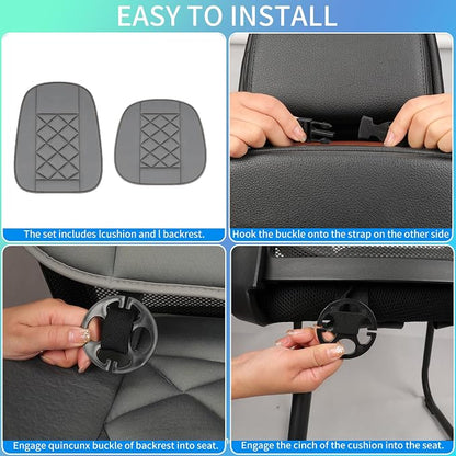Car Seat Cushion with Back Support Pillow, Car Seat Cushion for Long Driving, Breathable Car Seat Protector, 1.2'' Thick Memory Foam Design for Pain Relief, Seat Pad for Car SUV Truck (Grey)