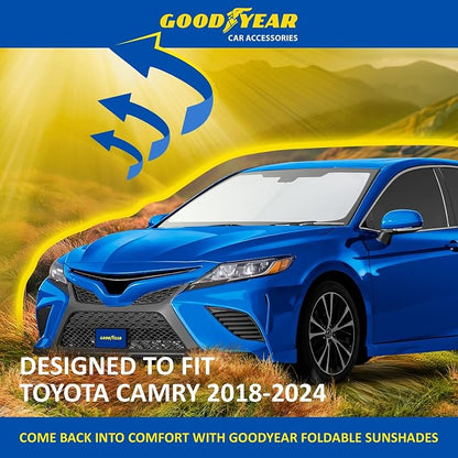 Goodyear Foldable Windshield Sunshade for Toyota Camry 2018-2024, Car Accessories, Sunshade Cover, Sun Shade Car Windshield, Window Sun Blocker - GY008249