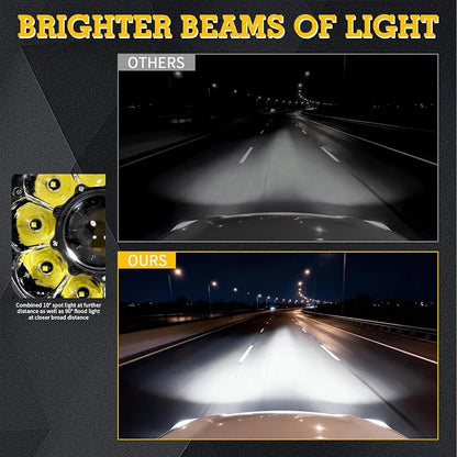 2PCS Round LED Pod Lights, Spot Flood Spot Combo Work Light Bars Fit for Pickup Truck Jeep ATV UTV SUV Boat (7IN 50W)