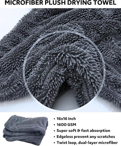 oesee 7PCS Car Wheel Rims Detail Cleaning PRO Wash Kit, Wheel Wash Mitt, Tire Brush, 2PCS Soft Wheels Brush, Detailing Brush, and Tire Dressing Pads, Microfiber Dry Towel Scratch-Free Cleaning