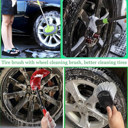 62" Car Wash Brush Kit 20Pcs - Chenille Microfiber Wash Mop Mitt Interior/Exterior Cleaning Detail Brush Wheel Brush Windshield Window Squeegee for Cars RV Truck Boat