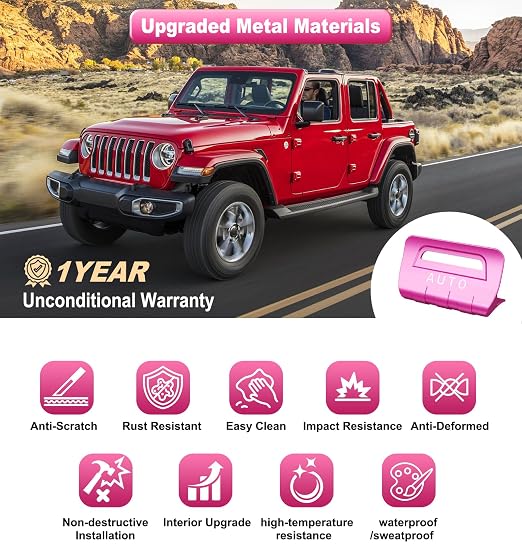 for Jeep 4 PCS Upgrade Metal Window Switch Button Cover Compatible with Jeep Wrangler JL JLU 2026 2025 2024 2023 2022 2021 2020 2019 2018 & Gladiator JT 2020-2026 Interior Accessories (Pink)