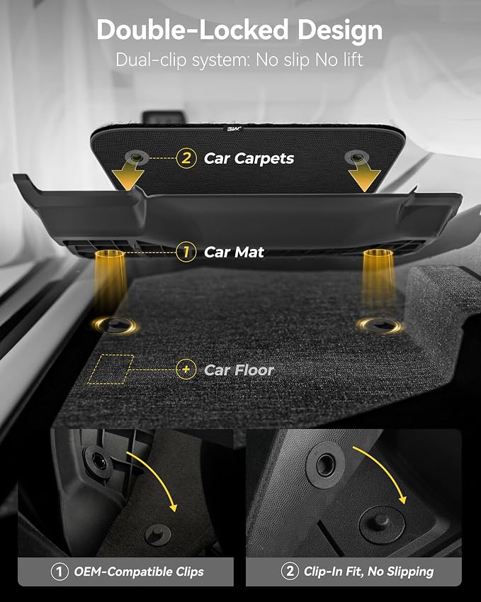 3W Floor Mats & Carpet Fit Toyota Tundra 2014-2021 (Only for CrewMax Cab) TPE All Weather Custom Fit Floor Liner for Toyota Tundra 1st and 2nd Row Full Set Car Mats, Black