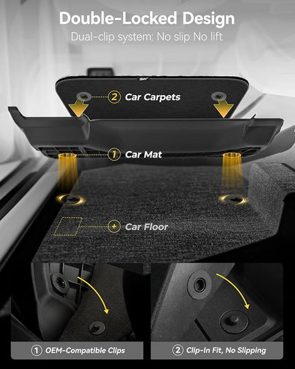 3W Floor Mats & Carpet Fit Toyota Tundra 2014-2021 (Only for CrewMax Cab) TPE All Weather Custom Fit Floor Liner for Toyota Tundra 1st and 2nd Row Full Set Car Mats, Black