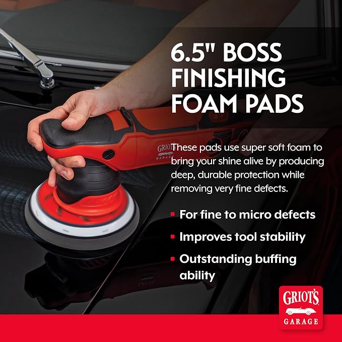 Griot's Garage BOSS 6.5" Fast Correcting Foam Pads for Car Polishing and Detailing, Buffing Pads for Moderate to Severe Scratch Removal, Set of 2