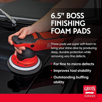 Griot's Garage BOSS 6.5" Fast Correcting Foam Pads for Car Polishing and Detailing, Buffing Pads for Moderate to Severe Scratch Removal, Set of 2