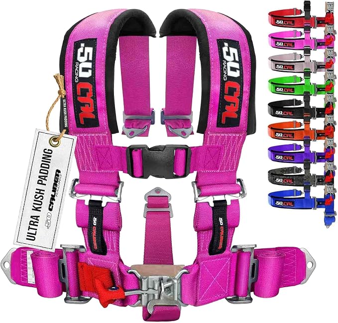 1pc Pink 5 Point Harness for Bucket Seat, Latch Release, 9 Color Options, Racing Harness 5 point, Race Car, UTV, RZR [6009A2]