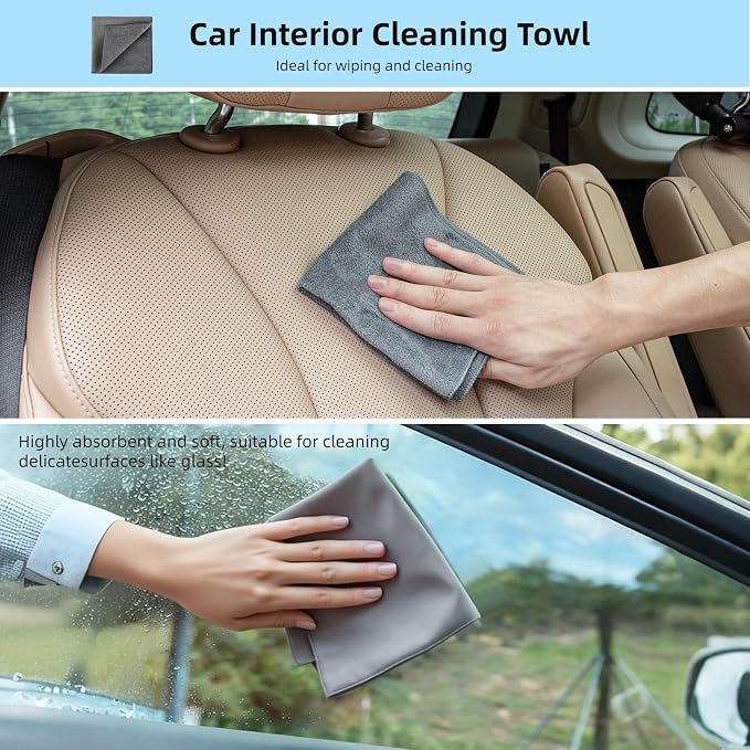 TICARVE 9Pcs Car Interior Detailing Kit - Car Cleaning Brushes, Universal Gel, Microfiber Towel and Storage Bag for Dashboard, Air Vents, Keyboard & Electronics