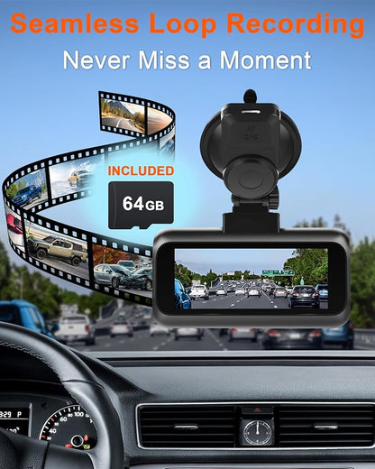 Pemacom Truck Dash Cam Easy-Steup: Dual Camera 4K Front and 2K Rear with Night Vision GPS WiFi Clear Captures Pickup Trucks License Plates - 72H Parking Monitoring for Daily Commute