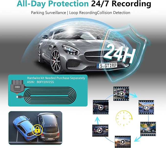 12'' 4K Rear View Mirror Camera,4K+2.5k Front and Rear Mirror Dash Cam,ADAS BSD LCA Smart Rearview Mirror for Cars,App WiFi,Night Vision, Parking Monitor, 64GB Card & GPS Digital View Mirror Dashcam