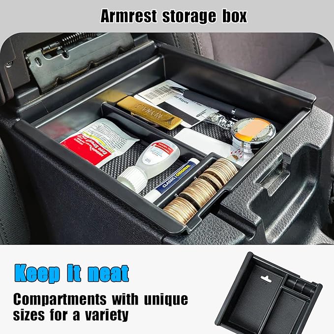 3PCS Center Console Organizer Compatible with Toyota Tacoma 2016-2023 Armrest Storage Box Armrest Hidden Tray Gear Shift Box Interior Accessories-NOT FIT Manual Transmission