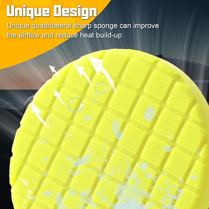 6 Inch Buffing Polishing Pads, 3Pcs Yellow Medium Polishing Pad Compound Buffing Sponge Pads for Car Buffer Polisher Compounding, Polishing and Waxing